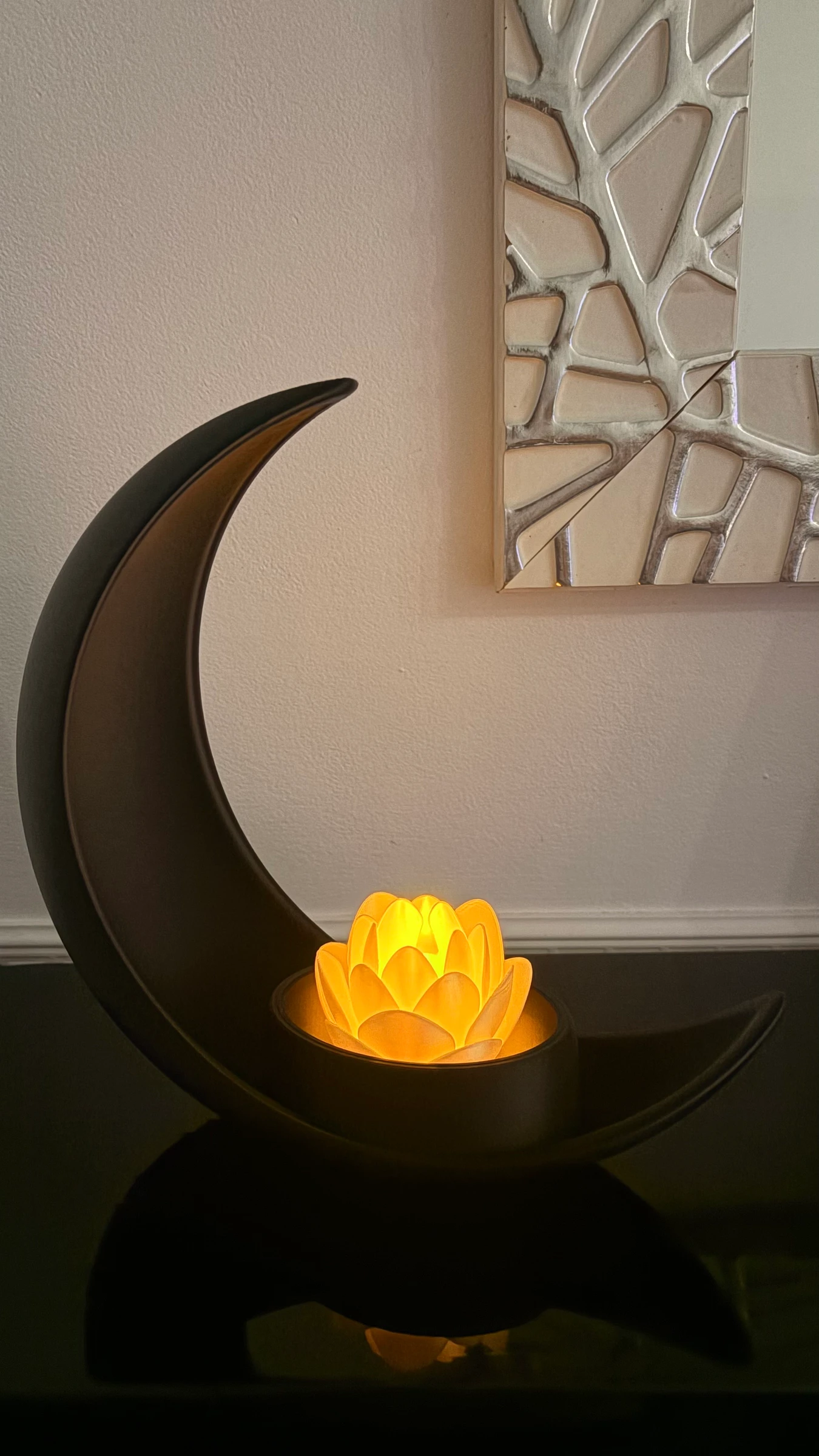 🌙 Fotoforo Lua & Lótus com Vela LED – Decoração Impressa em 3D – photo 2